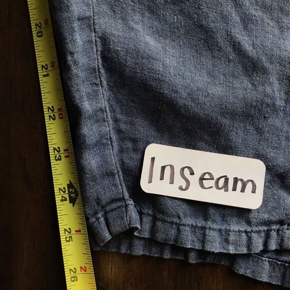 Eileen Fisher Chambray Blue Organic Linen Casual Pull Cropped Pants L - Picture 7 of 9